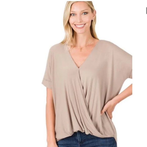 Chelsea28 Tops - CHELSEA28 Surplice Neck Tuck Front Top